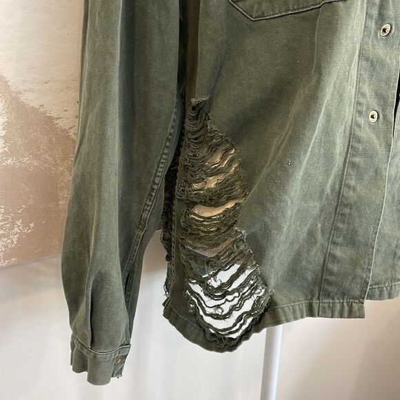 FURST OF A KIND Military Style Distressed Army Green Jacket - Picture 2 of 8